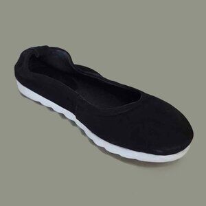 NEW bussola Women Pace Porto Burnished Nubuck Black Sporty Scrunch Ballet Flat